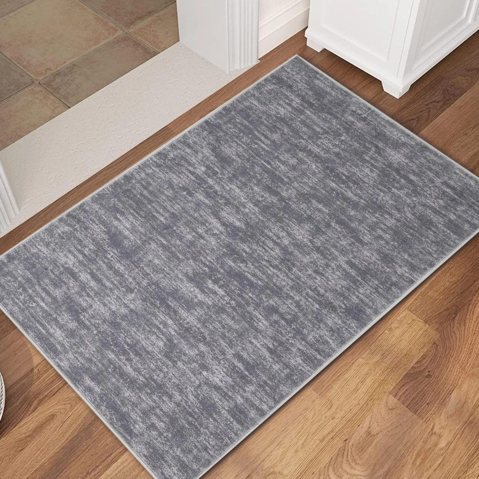 GARVEE Entryway Rug 2 x 3 Grey Small Rug Washable Throw Rug Non-Slip Kitchen Mat Modern Bathroom Rug Black Rug for Entryway Entry Doorway Entry Way Rug Door Mat Kitchen Rug, Gray