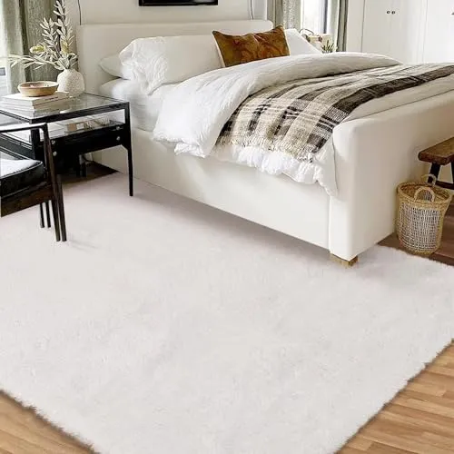 GARVEE Large Area Area Rugs 9x12 Large Area Living Room Under 100 Rugs for Bedroom Carpet Fuzzy Rug Soft Rugs for Bedroom Decor,White