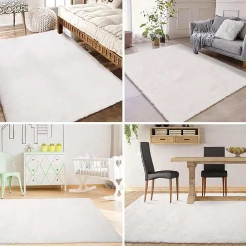 GARVEE Large Area Area Rugs 9x12 Large Area Living Room Under 100 Rugs for Bedroom Carpet Fuzzy Rug Soft Rugs for Bedroom Decor,White