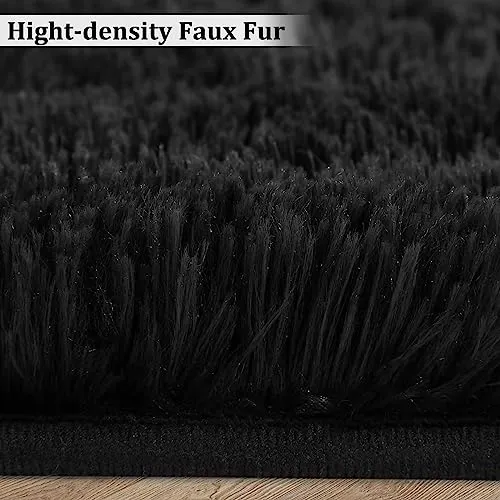 GARVEE Large Area Rug 10x13 Fluffy Rugs for Bedroom Fuzzy Rug Non-Shedding & Easy Care, Living Room Rugs Shaggy Rug Living Room Decor,Black