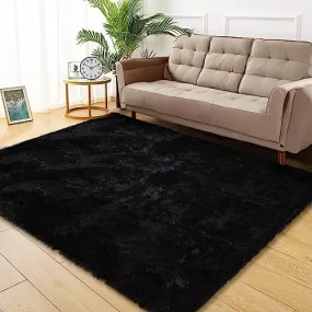 GARVEE Large Area Rug 10x13 Fluffy Rugs for Bedroom Fuzzy Rug Non-Shedding & Easy Care, Living Room Rugs Shaggy Rug Living Room Decor,Black