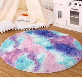 GARVEE Round Shag Rug Rainbow Shaggy Rugs Soft Area Rug for Bedroom Fluffy Area Rug Non-Slip Furry Plush Rugs Girls Room Rug for Indoor Bedroom Living Room, Teal