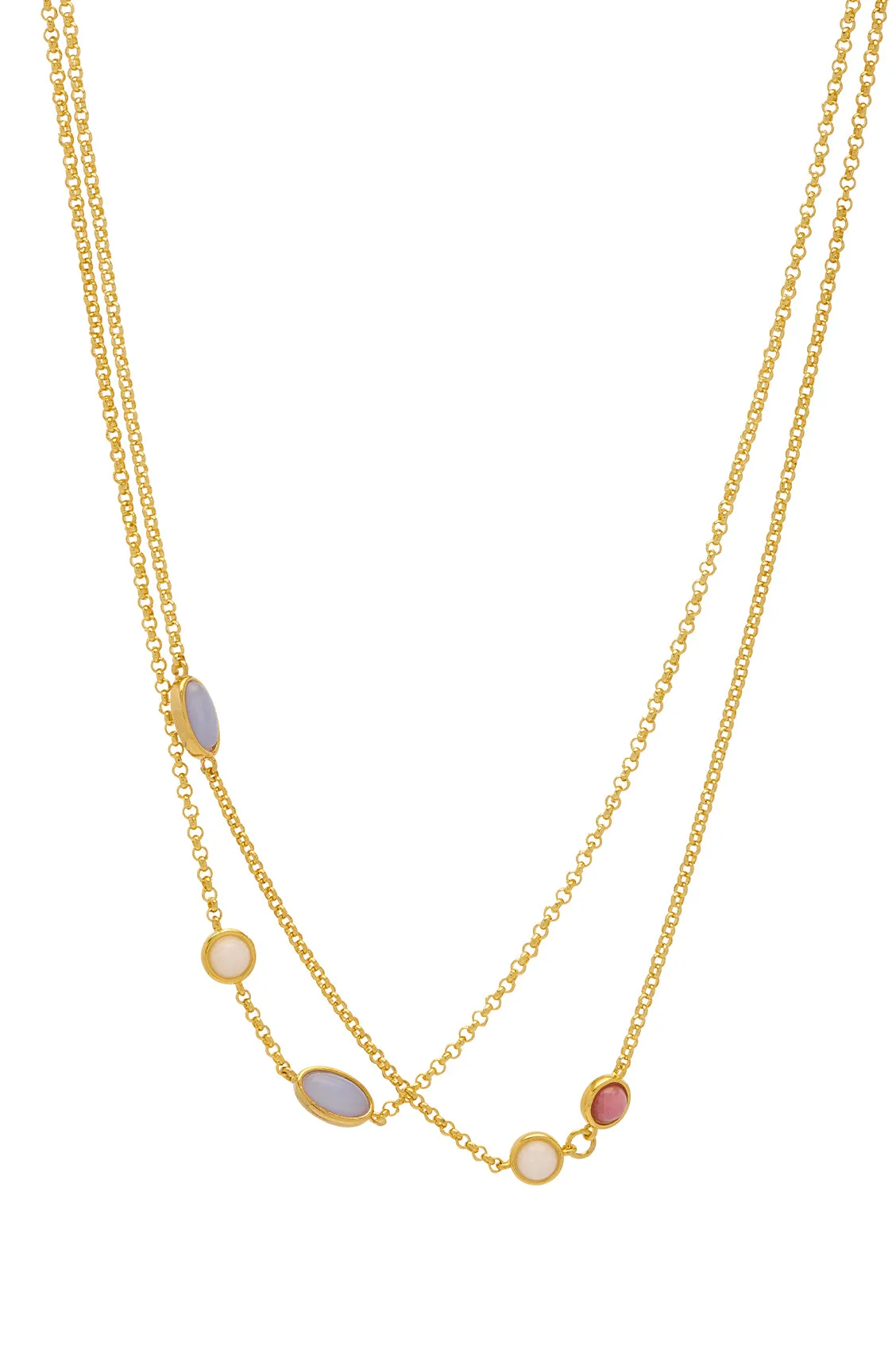 Gemstone Double Chain Necklace