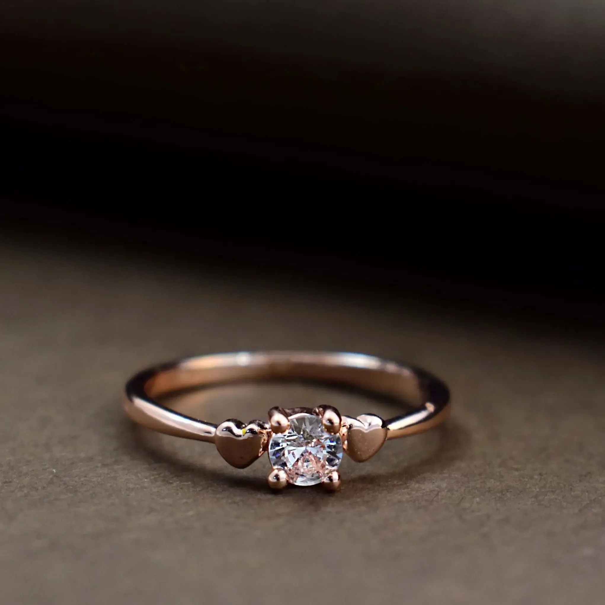 Heartbound crystal rose-gold ring