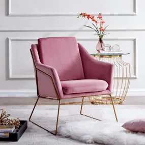 Hedy Accent Chair in Pink Velvet