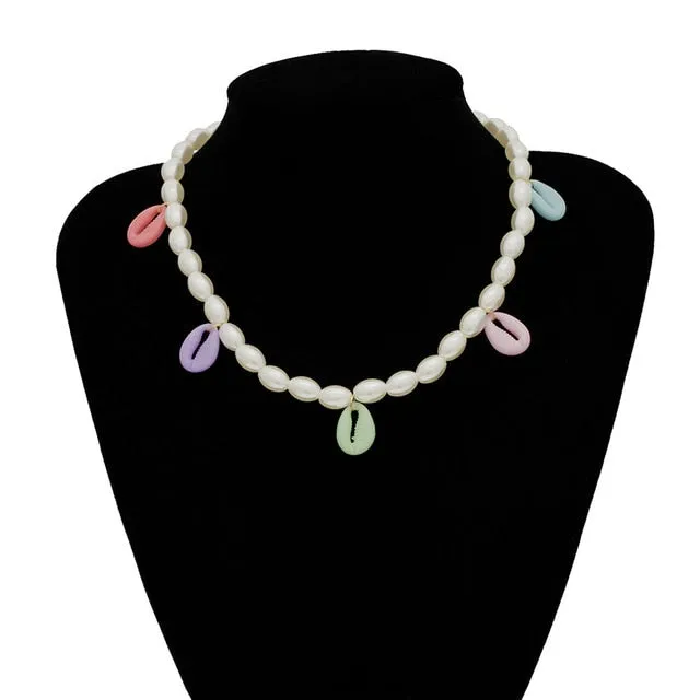 IngeSight.Z Punk Multi Layered Pearl Choker Necklace