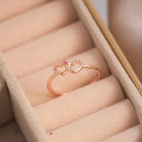 Interlinked heart rose-gold ring