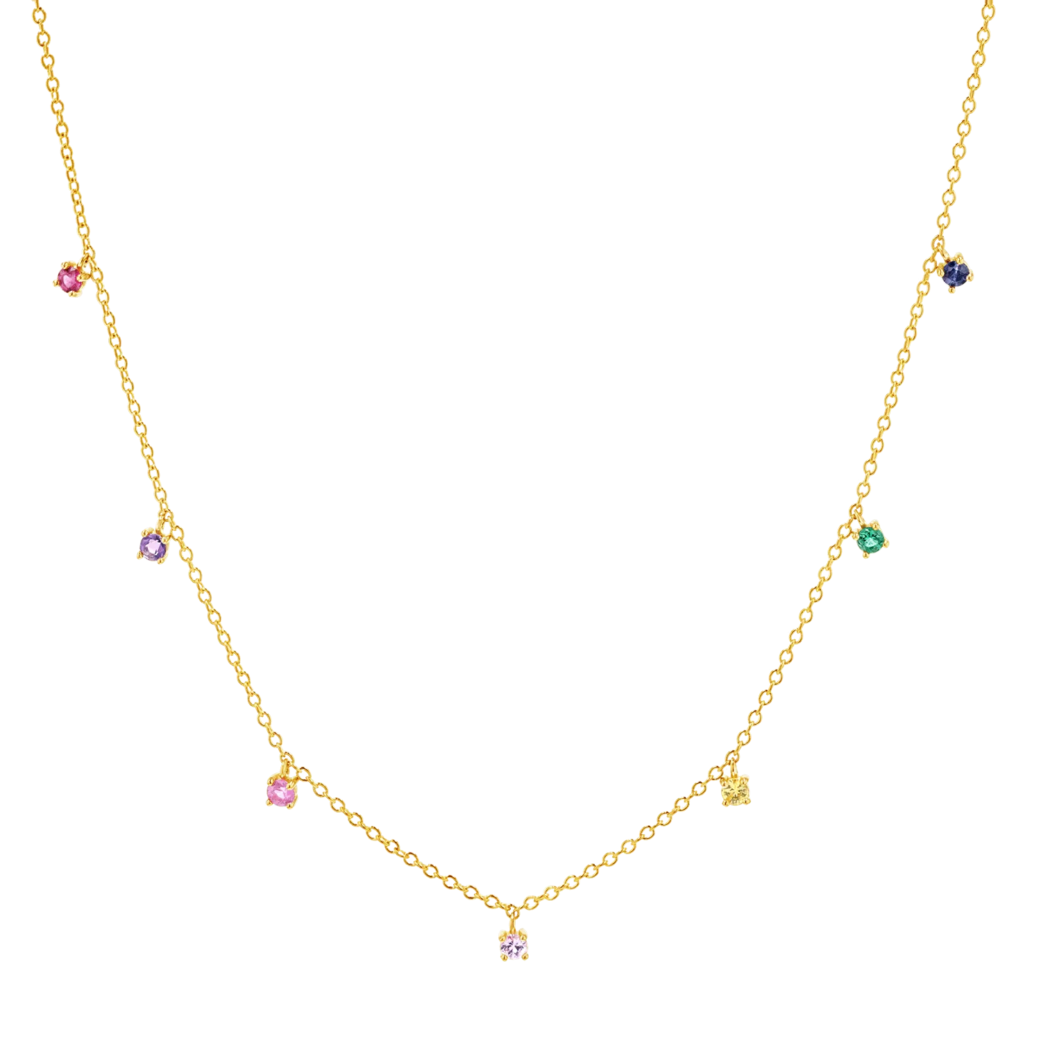 Kids Rainbow Gemstone Drop Necklace