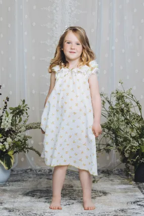 KLARA - GIRLS COTTON NIGHTDRESS GREEN FLOWERS