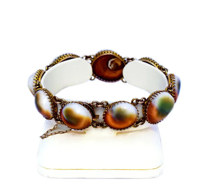 Late Victorian Gold Operculum Shell Bracelet