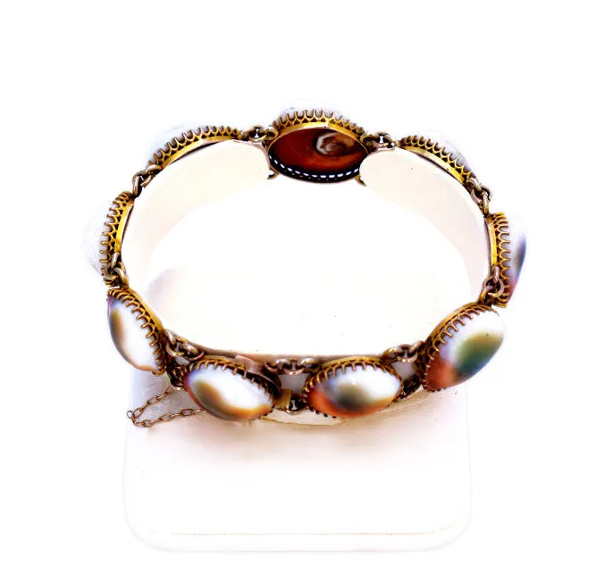 Late Victorian Gold Operculum Shell Bracelet