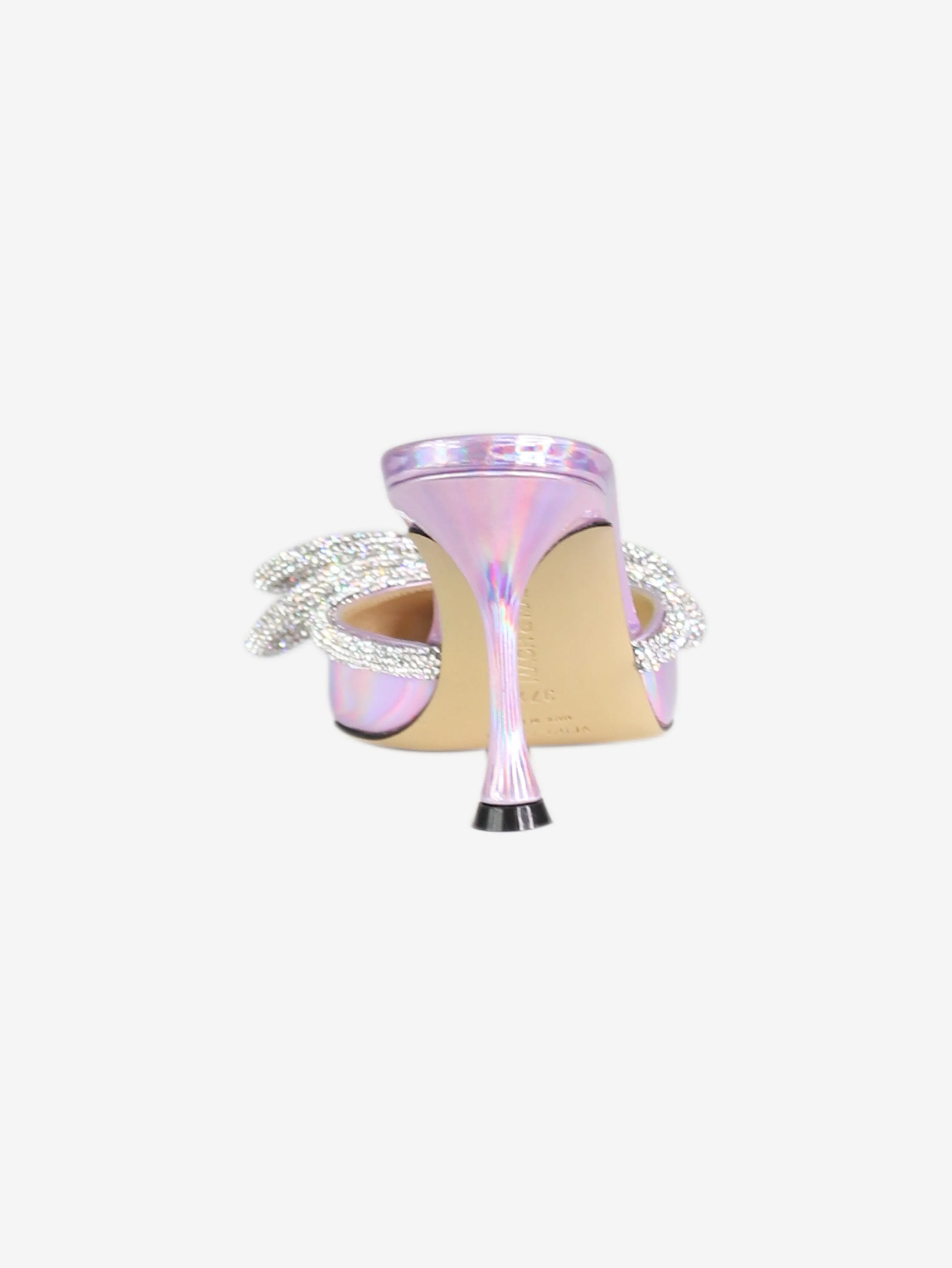 Lilac double bow iridescent leather mules - size EU 37.5