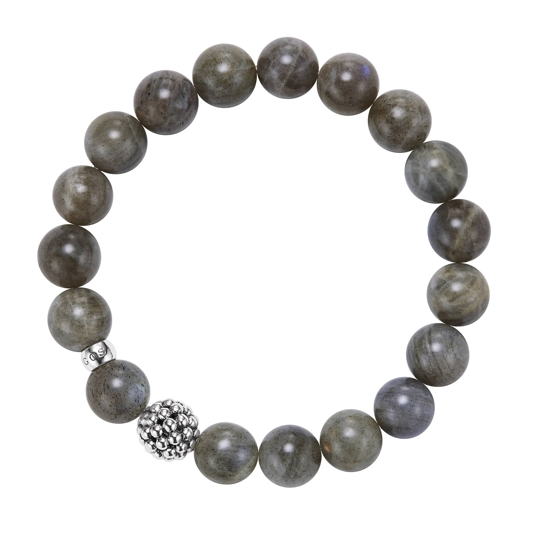 Maya Labradorite Silver Station Bead Bracelet