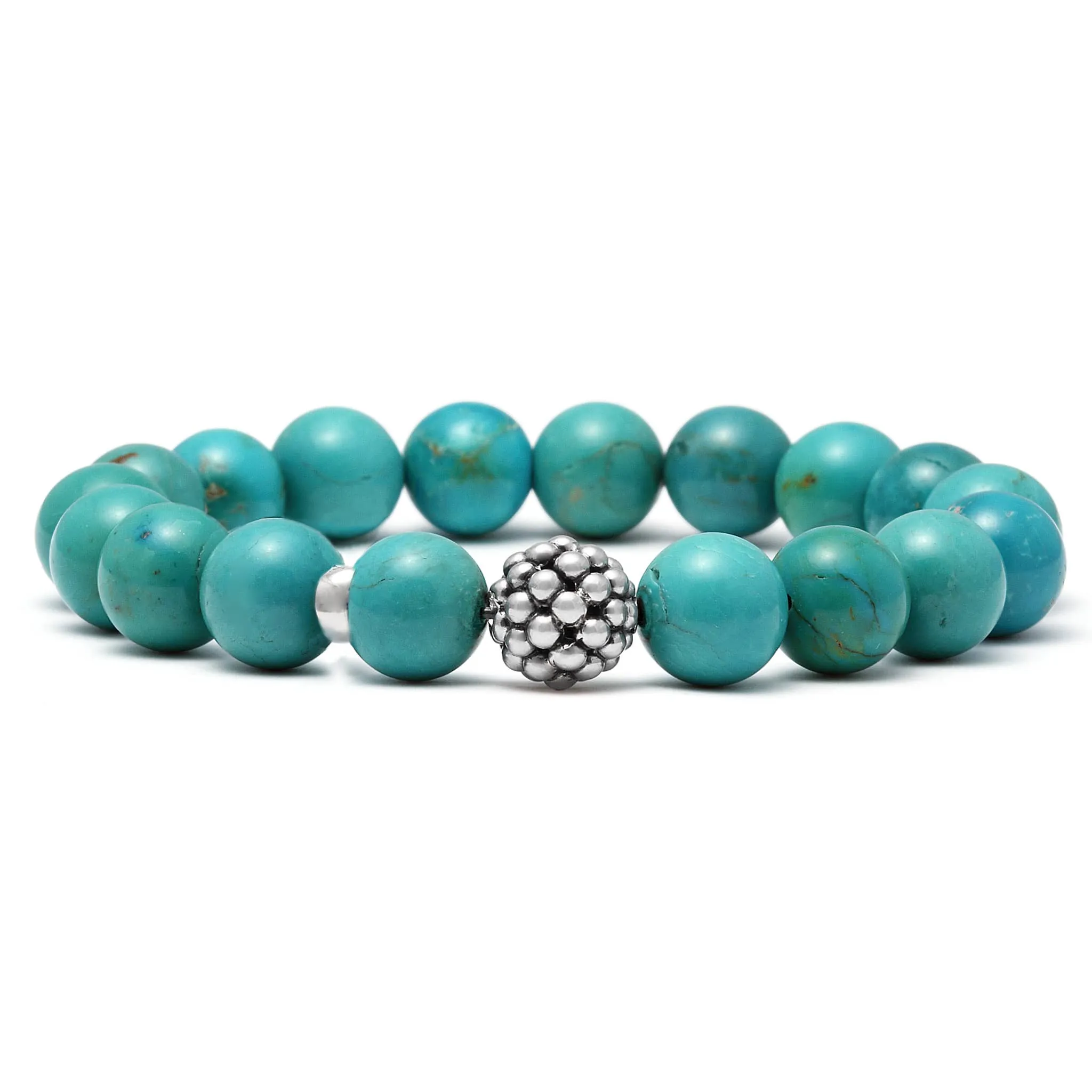 Maya Turquoise Silver Station Bead Bracelet