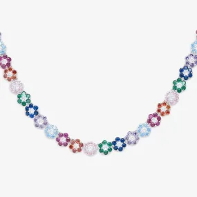 Multi Gemstone Moissanite Flower Chain