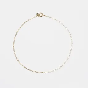 Naomi Gold Tennis Necklace with Square Link Chain