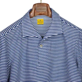 Navy horizontal stripe fine-knit polo shirt, one-piece Miami collar (restock)