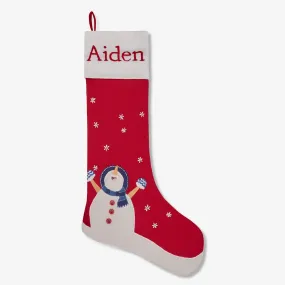 Snowman Linen Stocking