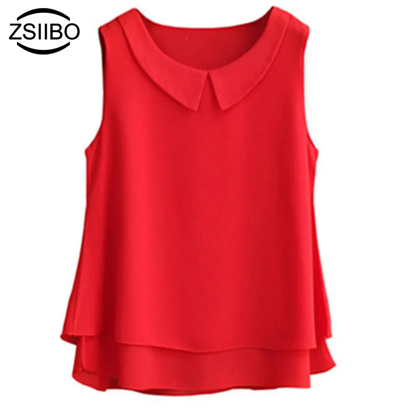 Solid Color Double layer Chiffon Shirts