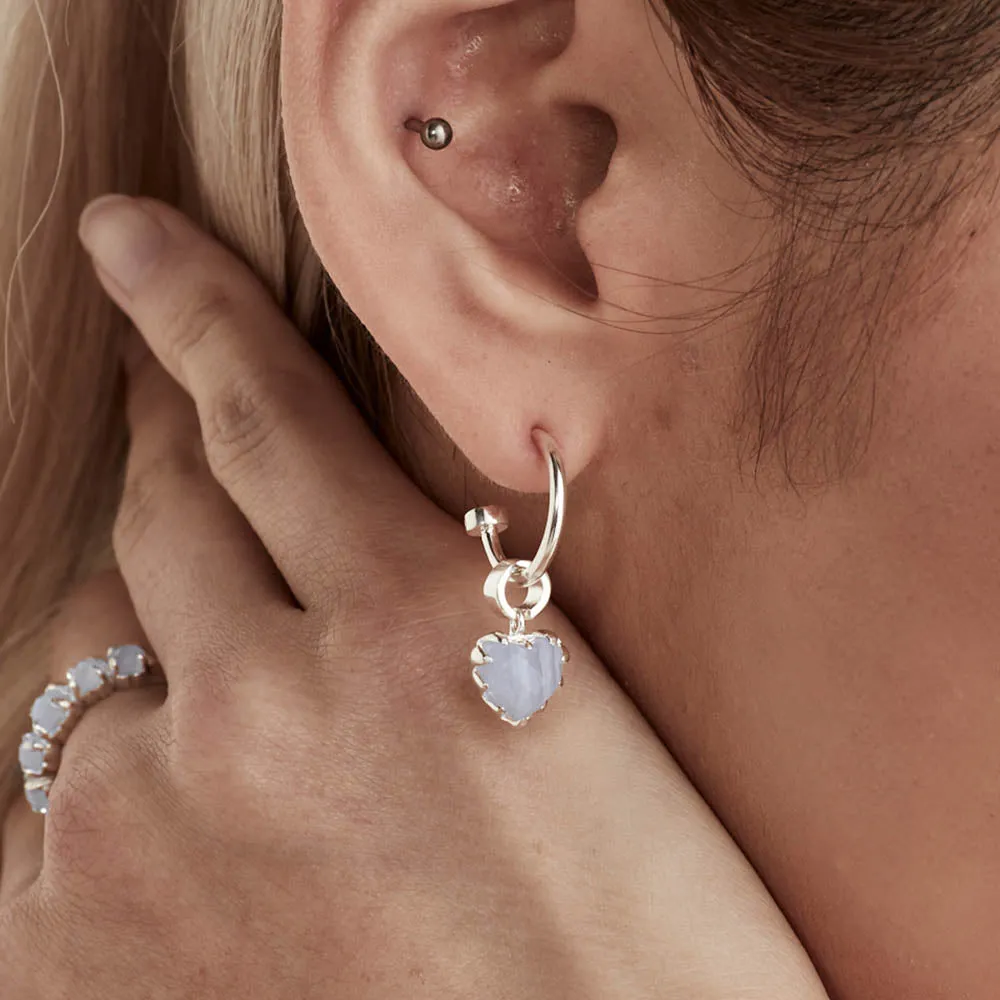 Stolen Girlfriends Club Love Anchor Earrings - Sterling Silver & Blue Lace Agate