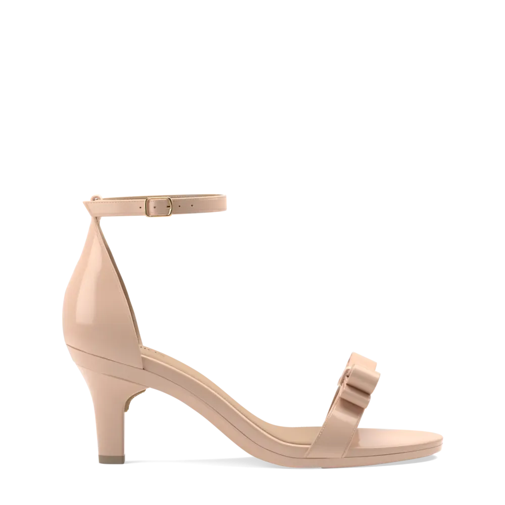 The Pashionista - Sand Patent Bow   Stiletto Heel Kit 3 Sand - FINAL SALE