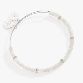 White Semi-Precious Rondelle Beaded Bangle